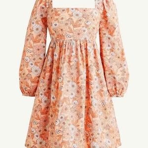 Squareneck cotton poplin dress in zinnia floral, size XS, NWOT